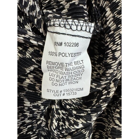 Dressbarn Black & Ivory Print Bodre Midi Dress w/ Tassel Tie Size 14 Spring‎ - Picture 6 of 6